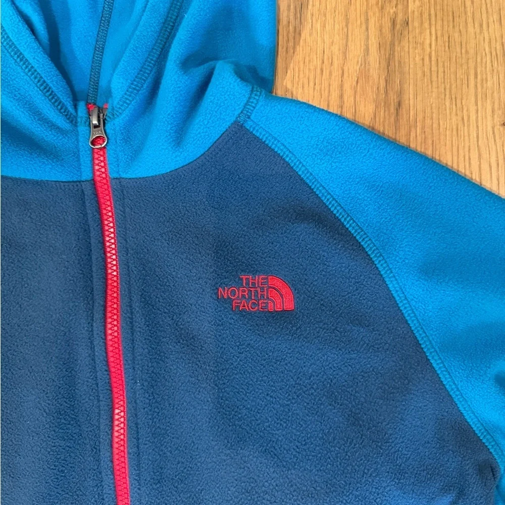 The North Face Boys Blue Hooded Fleece Full Zipper Jacket XL 18/20